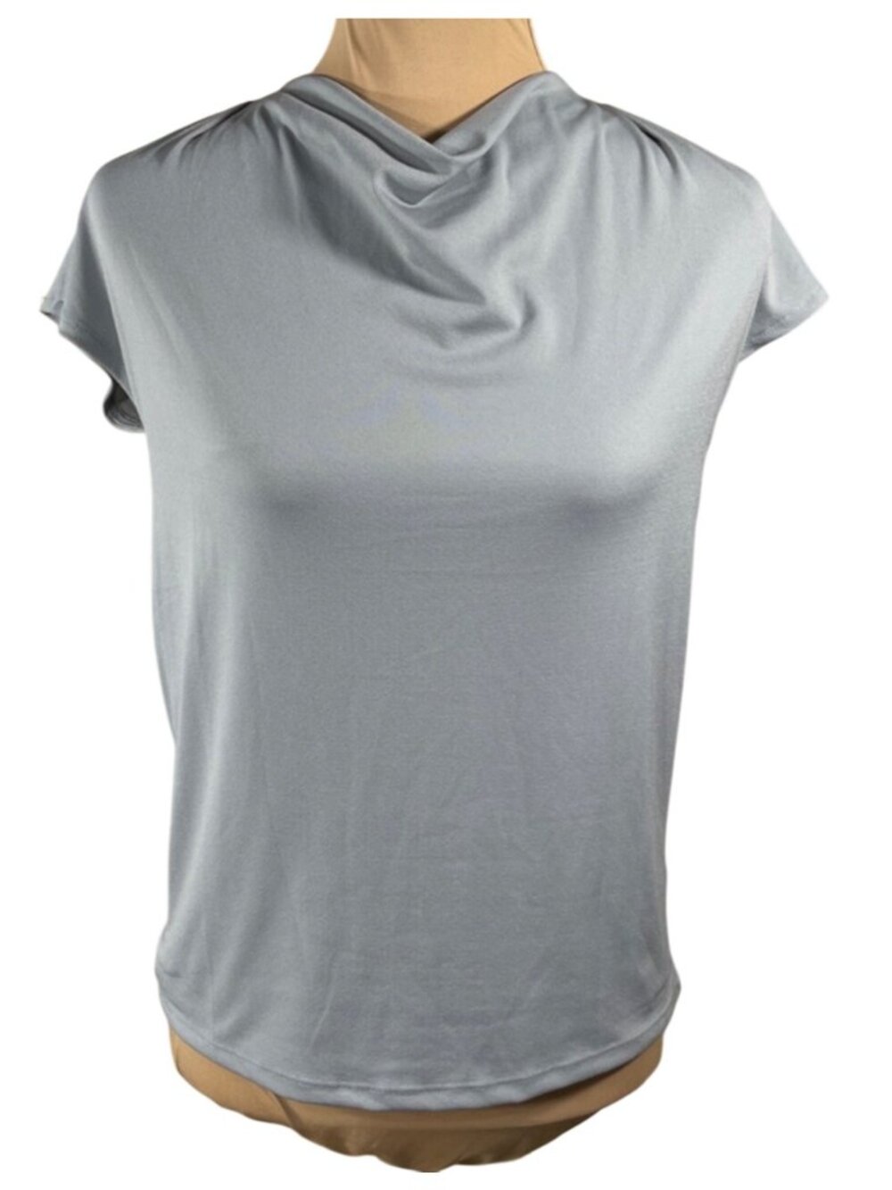 H&M Top Shell Shawl Neck Grey Size XS Cap Sleeve Workwear